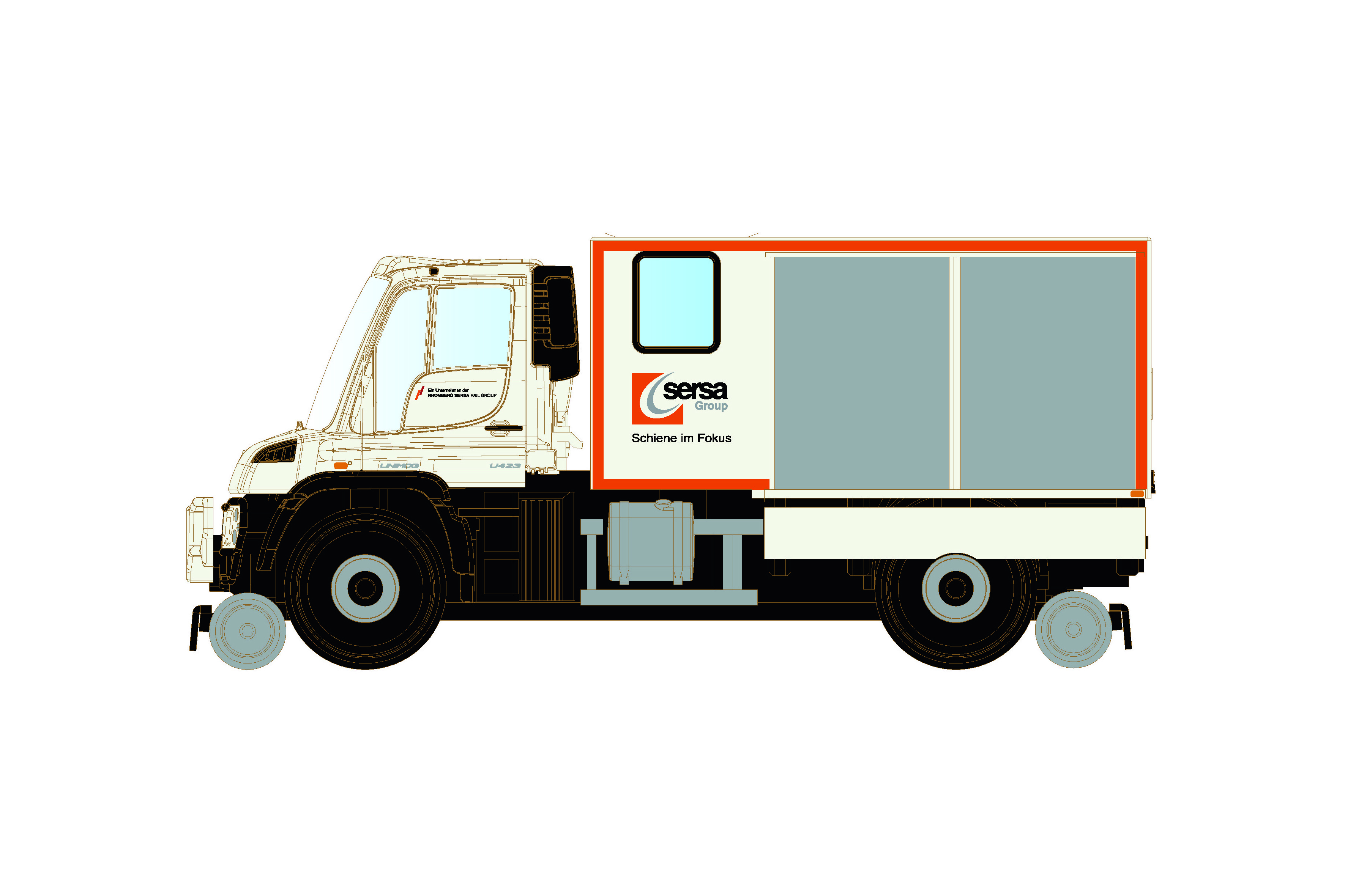Tvåvägsfordon Unimog U423 'Sersa', DCC