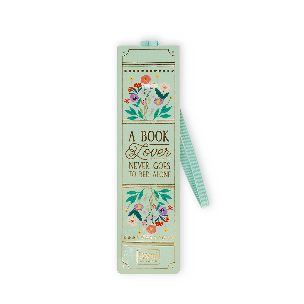 Bokmärke i papp med elastisk ögla, Vintage Book, A booklover never goes to bed alone