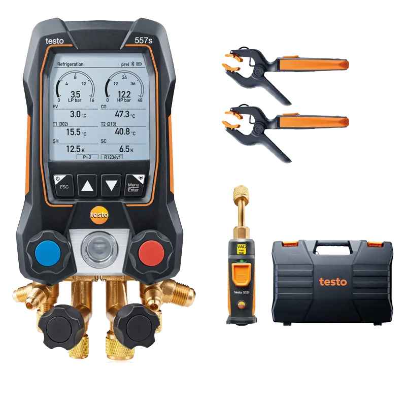 Testo 557s pressure gauge rack with 4-way