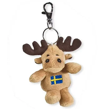 Keyring Plush Moose with Swedish flag