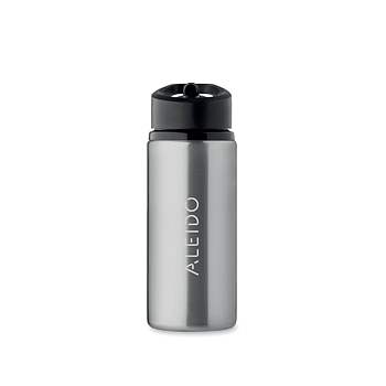 Steel bottle with a straw