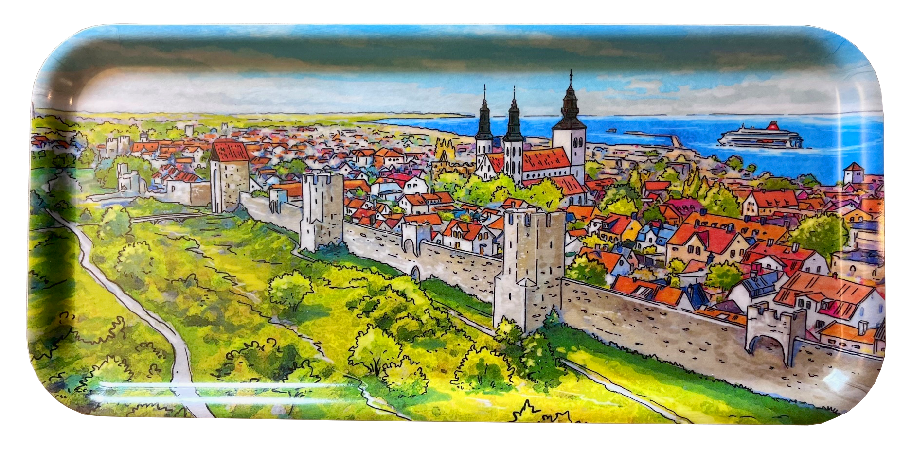 Bricka 32x15cm Visby Water Colour 6st/fp