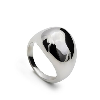 Lineargent Chunky Drop Ring Silver