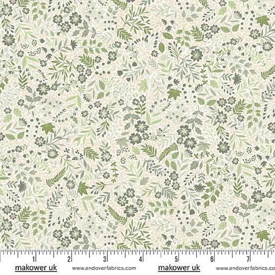Tyg Foxwood wildflower grön, Makower UK