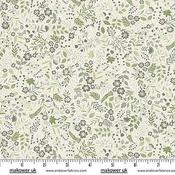 Tyg Foxwood wildflower grön, Makower UK