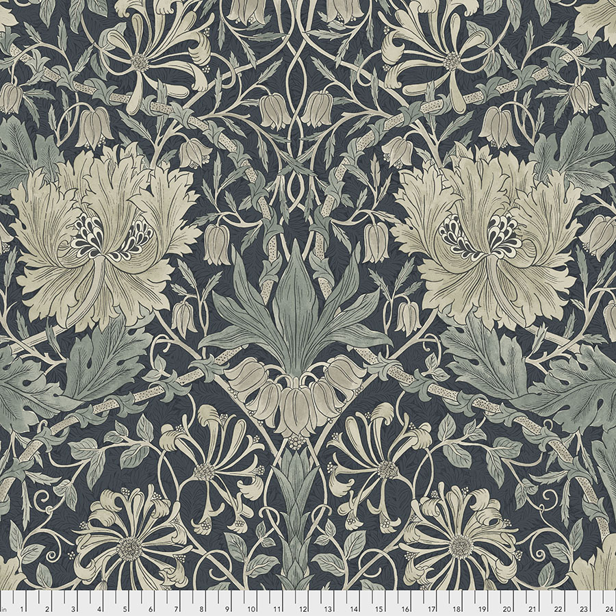 Tyg  Honeysuckle and tulip ink William Morris & Co, metervara från Free Spirit