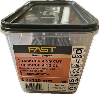 Träskruv TFT 5,0X120 A4 BRK=100 Nettoprisad artikel
