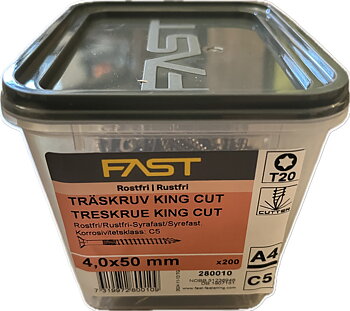 Träskruv TFT 4,0X50 A4 BRK=200 Nettoprisad artikel