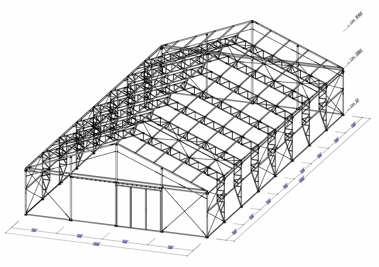 Teräsrunkoinen peltihalli  20 x 40 metriä - 2