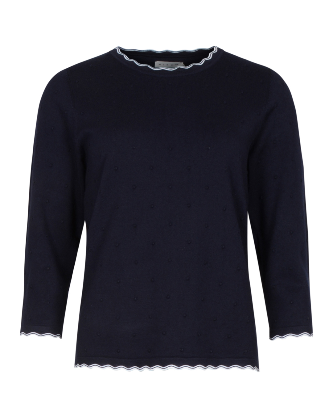 Jumper trekvartsärm marin med vit kant