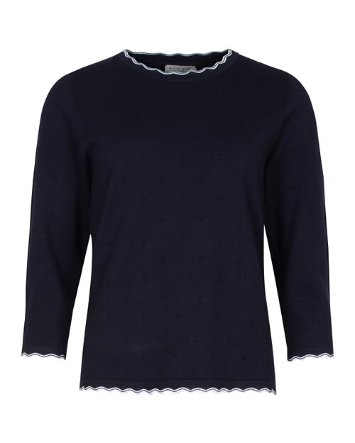 Jumper trekvartsärm marin med vit kant