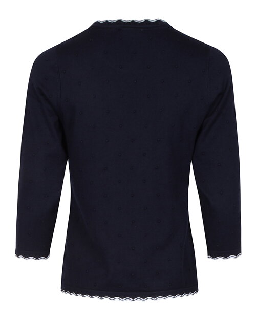 Jumper trekvartsärm marin med vit kant - 2