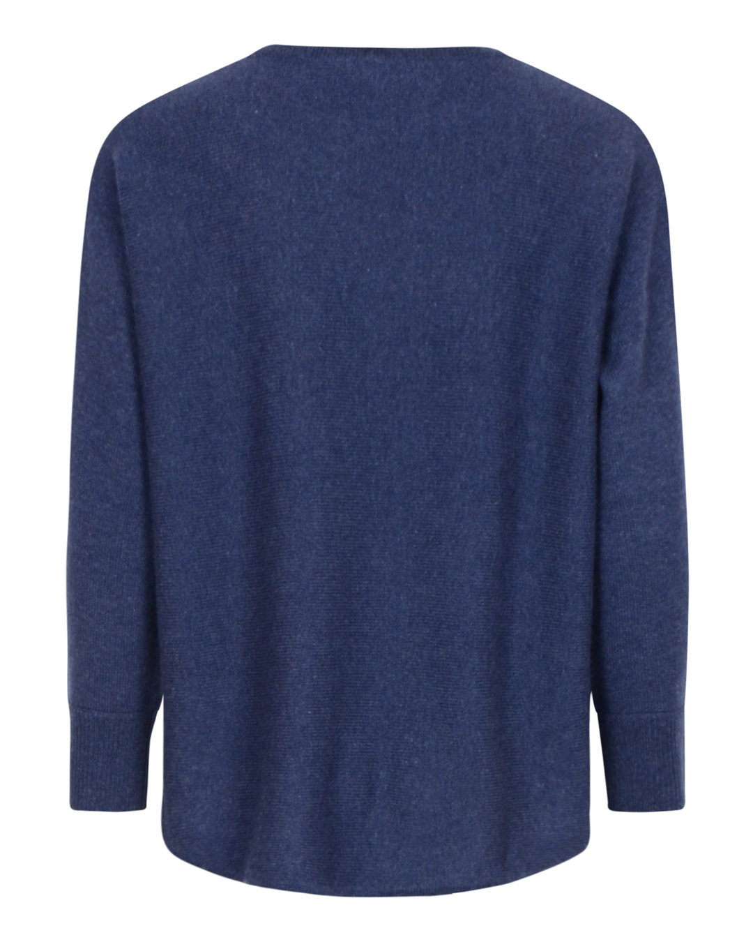 Kashmirjumper curved long denimblå - 2