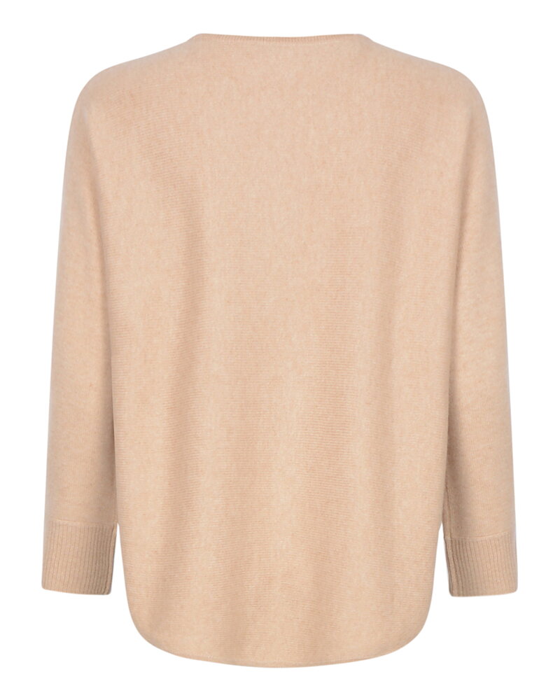 Kashmirjumper curved long ljusbeige