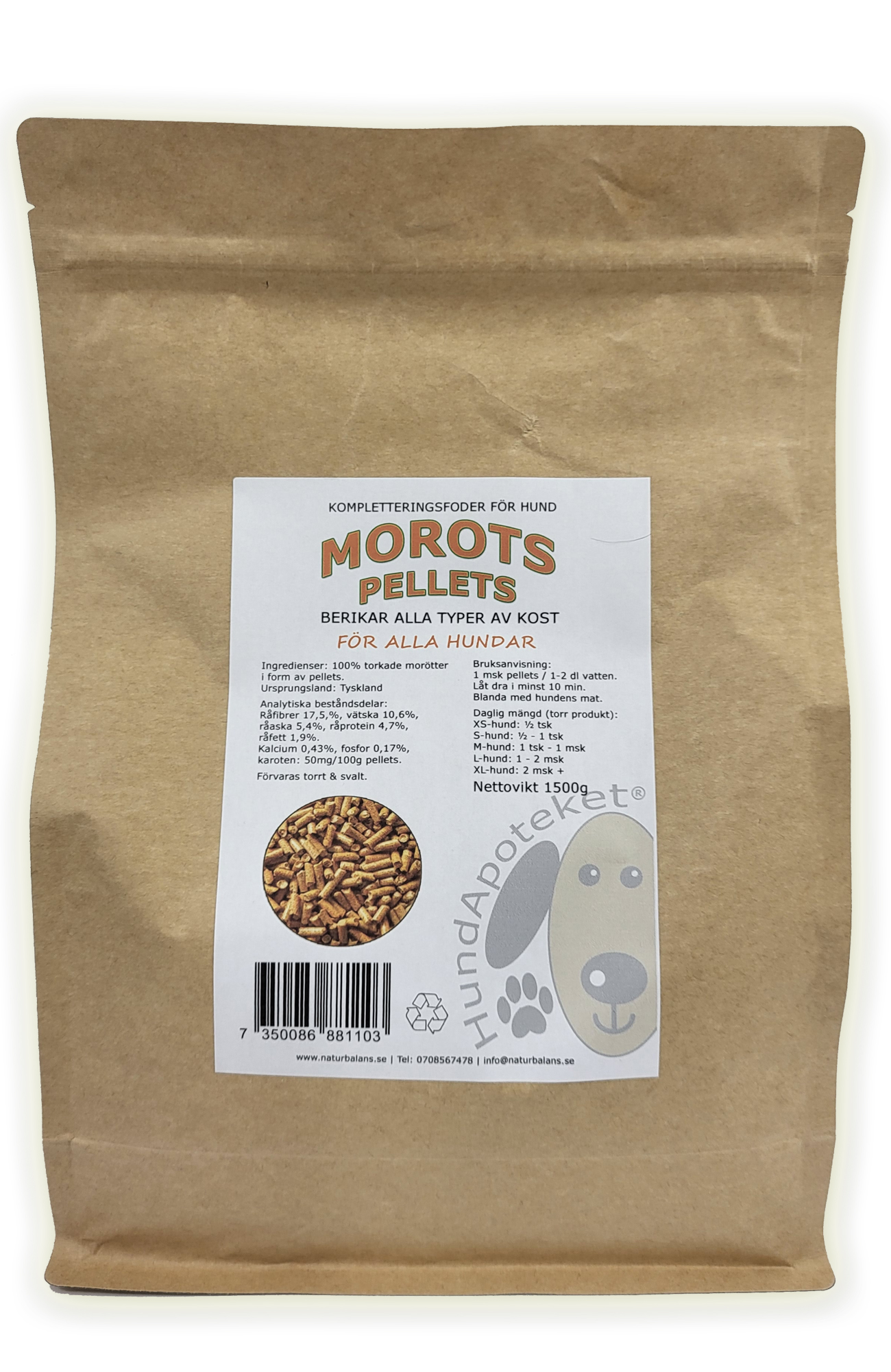 Hundapoteket Morotspellets 1500g