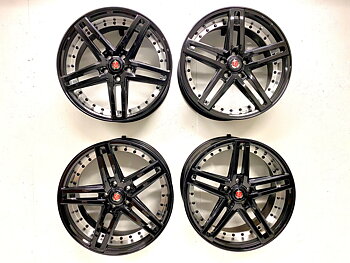 KAMPANJ | 4 st | NYA Fälgar | AXE WHEELS EX20 GLOSSY BLACK FACE POLISHED BARREL | 5x112 8.5x19 ET40 74.1