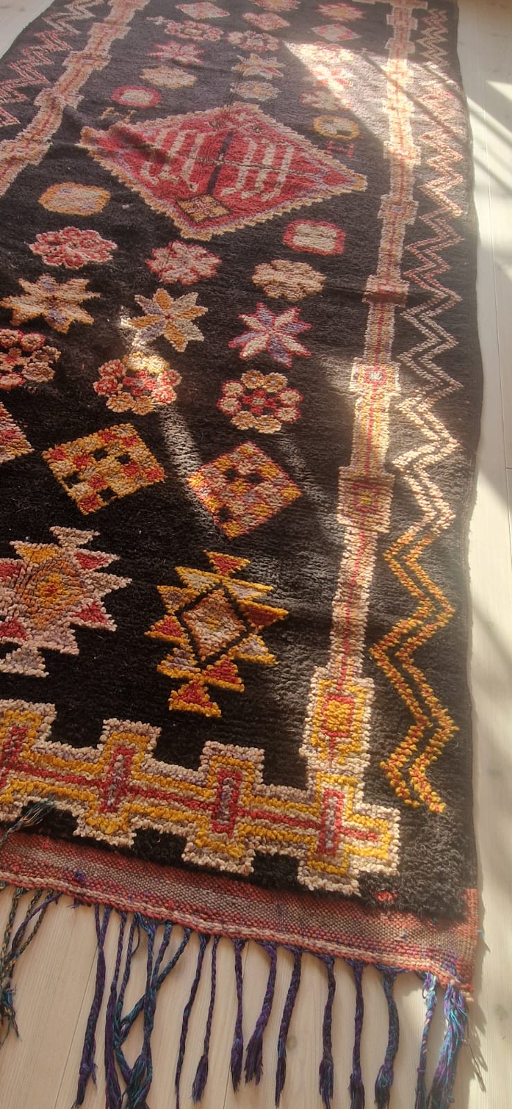 Vintage berbertæppe fra Marokko, sort/rød - 2