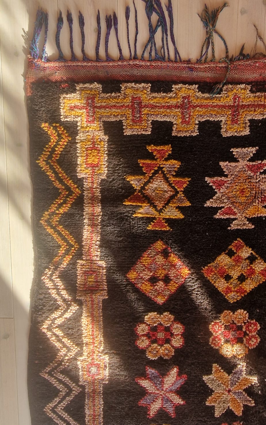 Vintage berbertæppe fra Marokko, sort/rød - 3