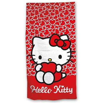 Hello Kitty Badhandduk Hearts - 70 x 140 cm
