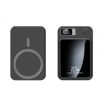 SiGN Mini powerbank med trådlös magnetisk laddning 10000mAh, USB-C, USB-A - Svart