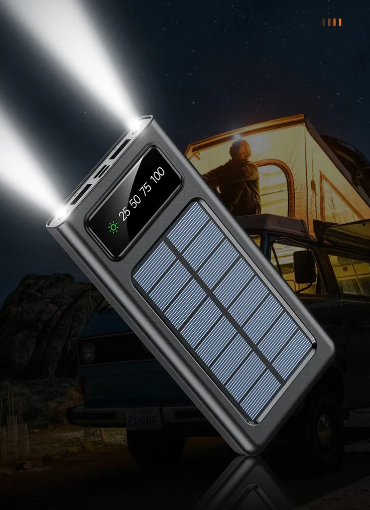 SiGN Solar Powerbank med Inbyggd Kablar, 20000mAh - Svart - 5