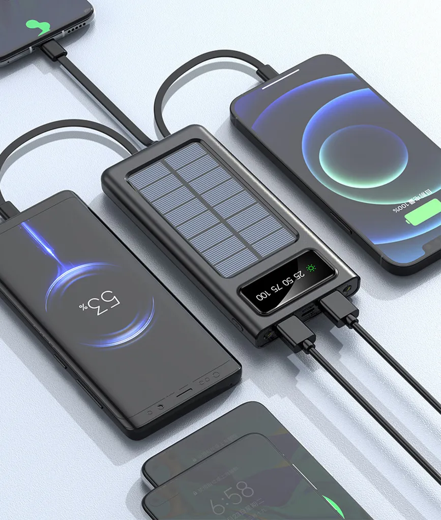 SiGN Solar Powerbank med Inbyggd Kablar, 20000mAh - Svart - 9