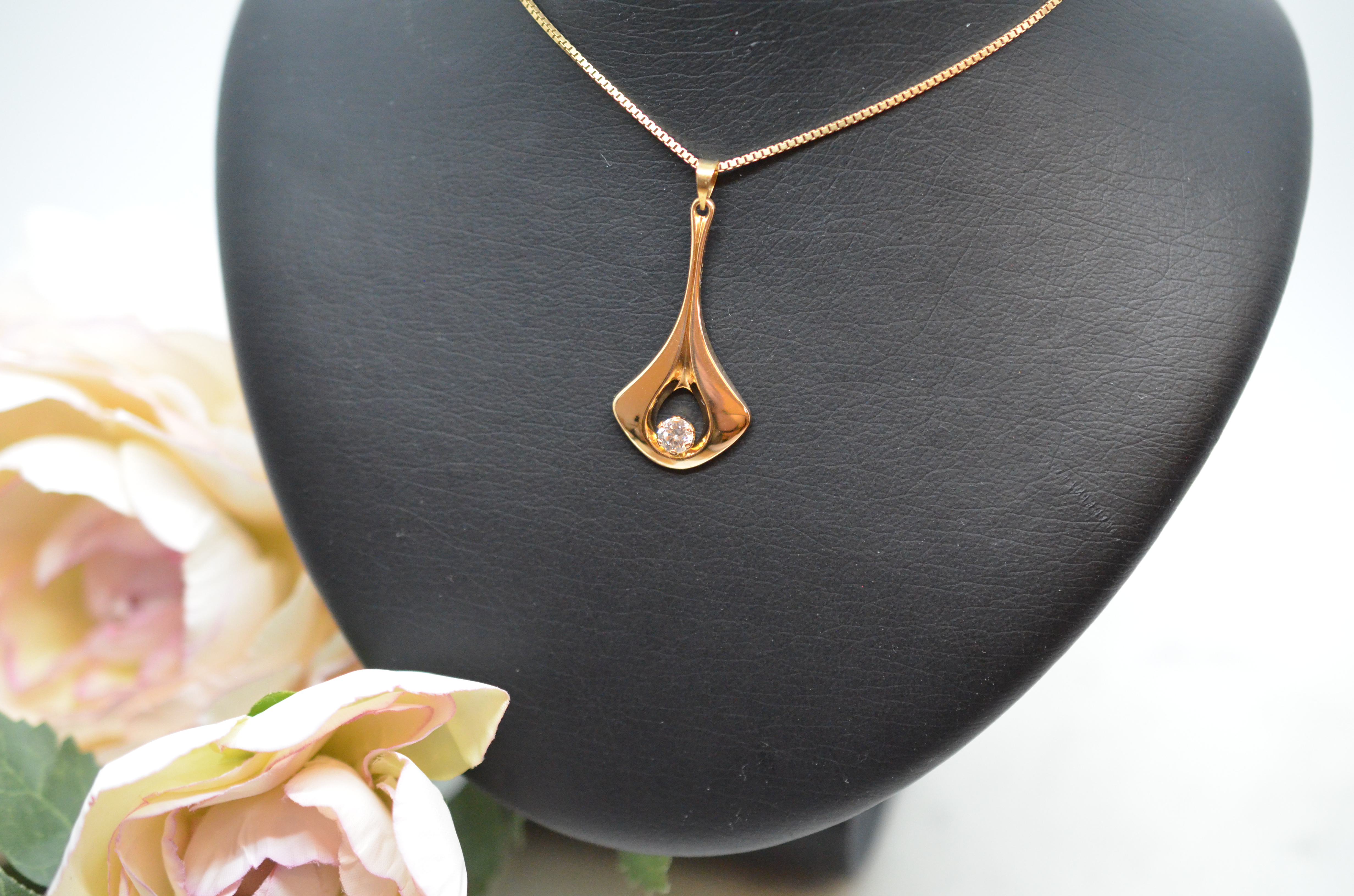Vintage 18k hänge med cz - 2