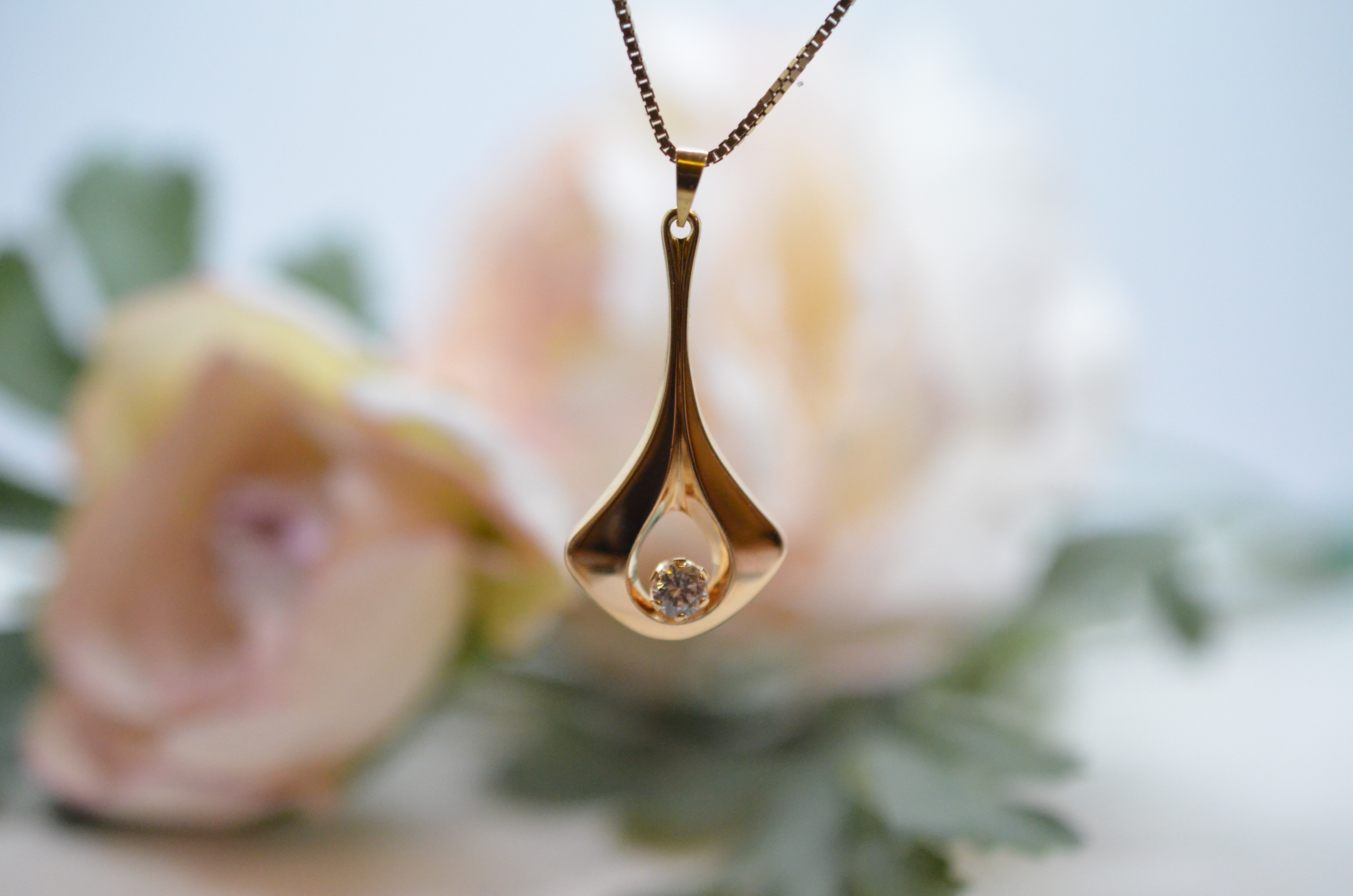 Vintage 18k hänge med cz - 4
