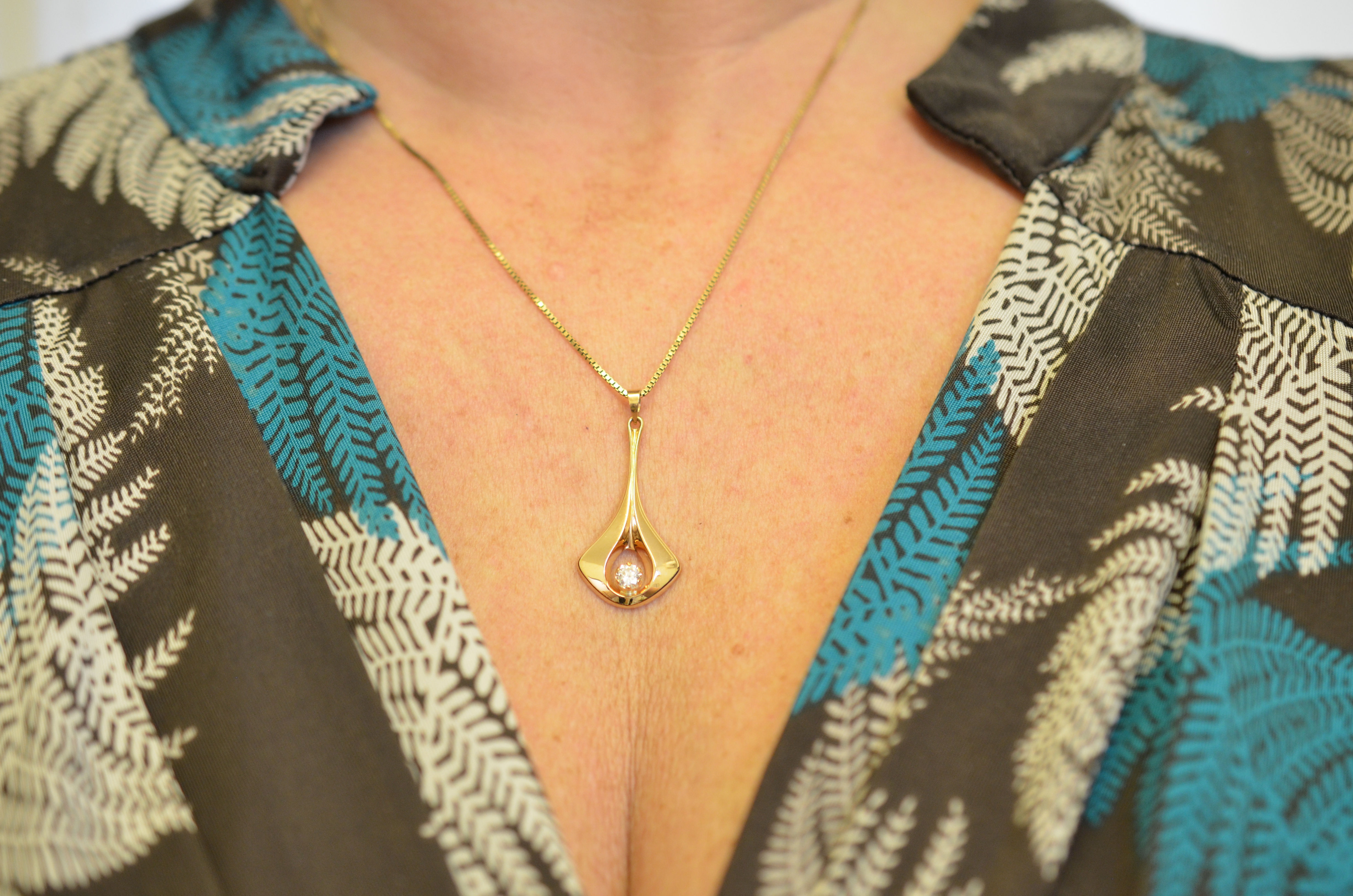 Vintage 18k hänge med cz - 5