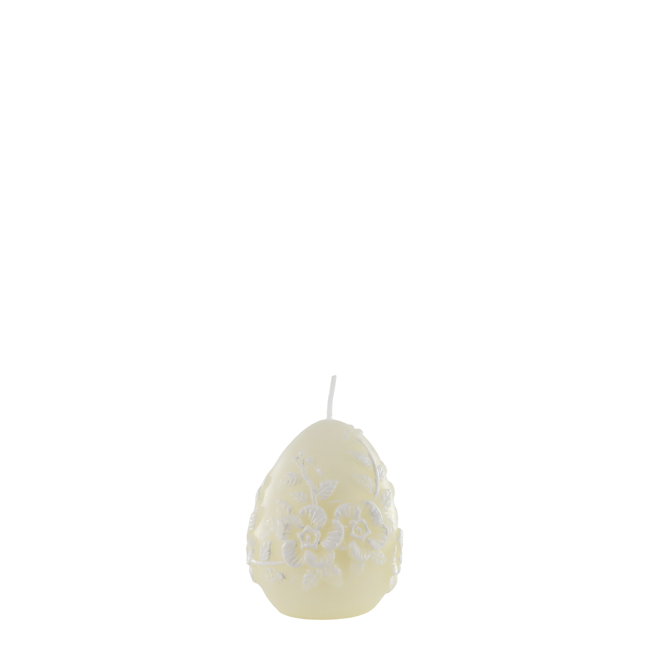 Candle - Egg candle with floral pattern - Off White - 7 cm - 3