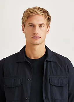 Morris- Seersucker Overshirt - Blue