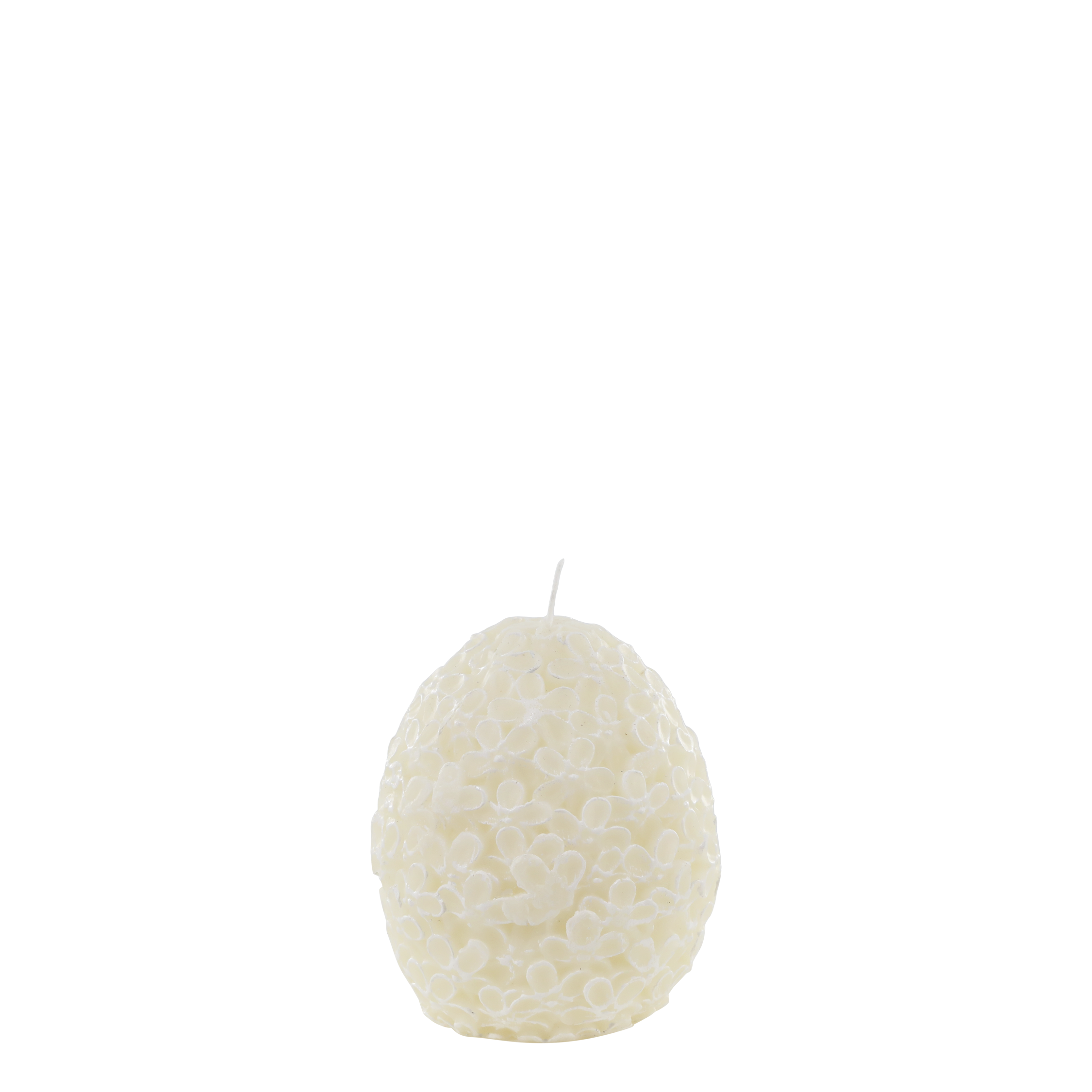 Candle - Egg candle with leaf pattern - Off White - 11 cm - 2