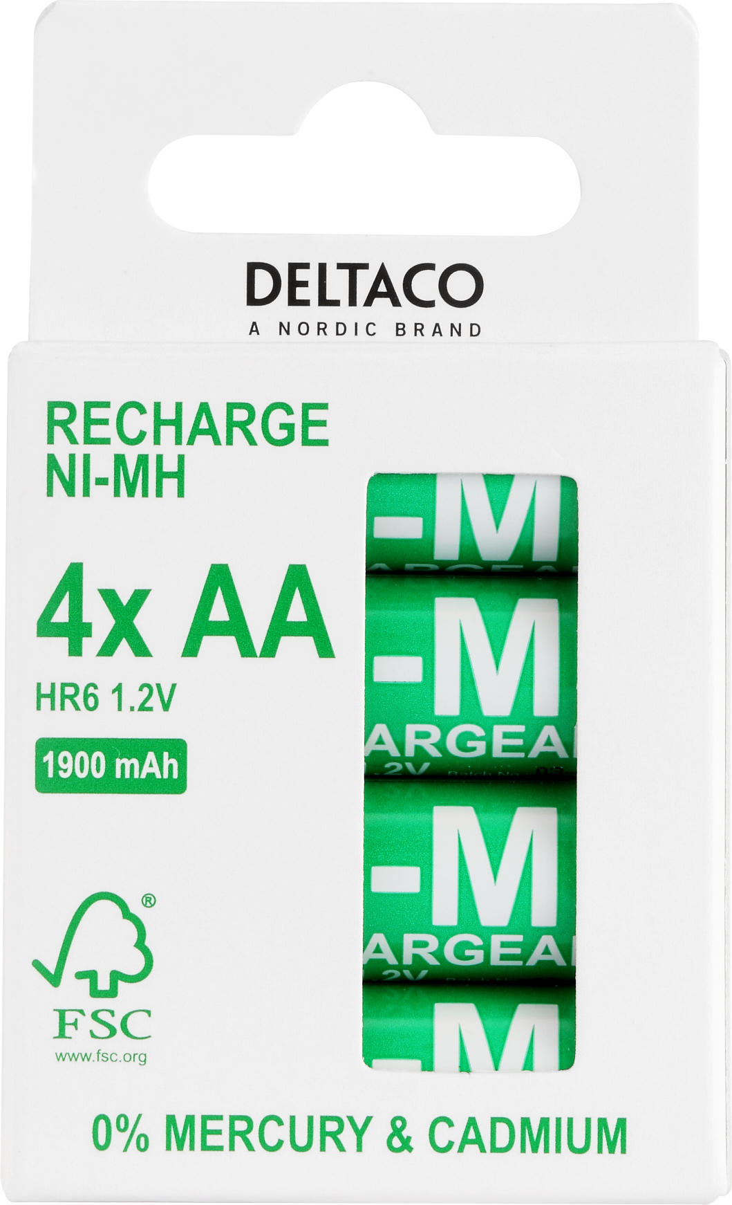Deltaco uppladdningsbara batterier, AA, 4-pack - 5