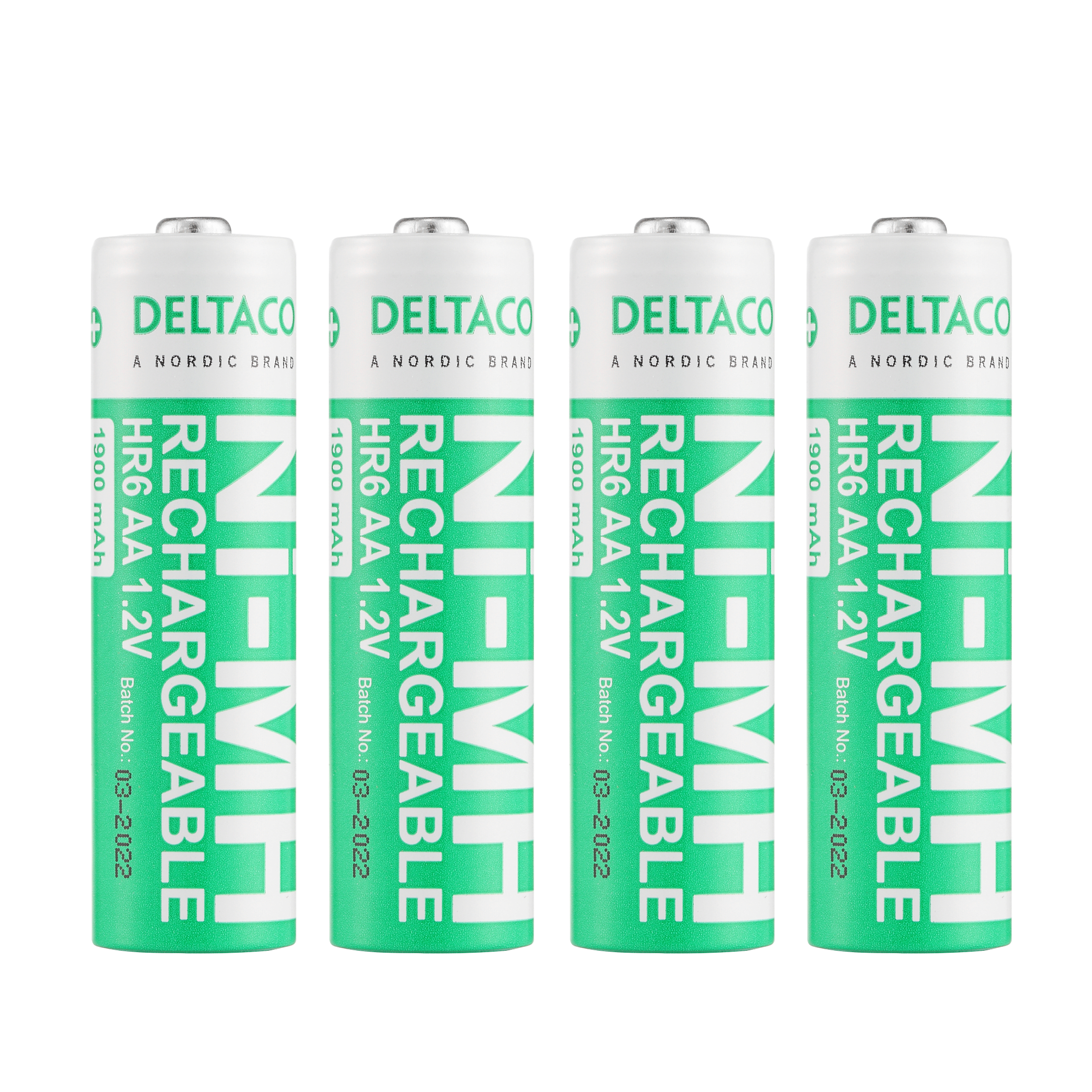 Deltaco uppladdningsbara batterier, AA, 4-pack - 2