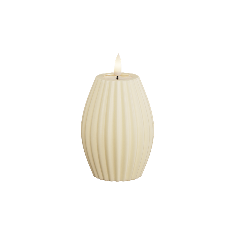 Deluxe Homeart - Block Candle Oval - Cream - 7.5x10 cm - 5