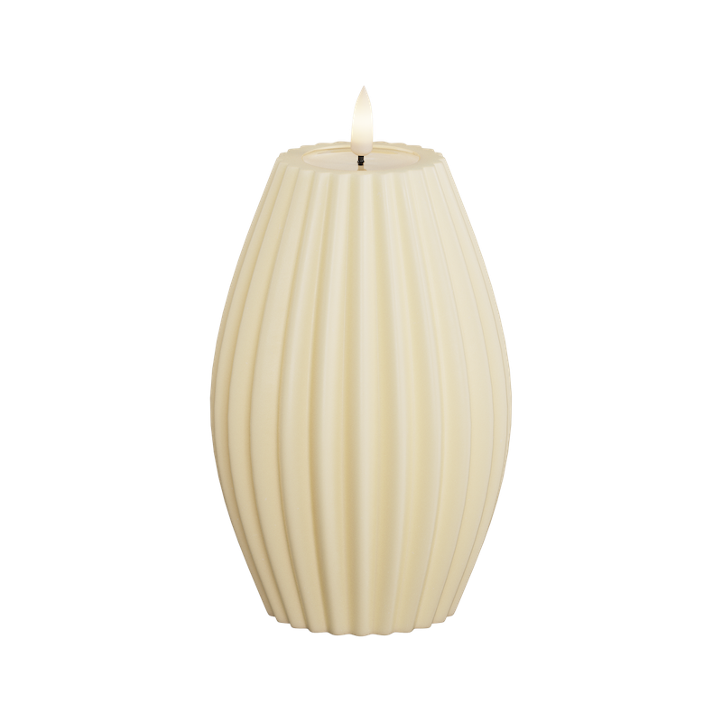 Deluxe Homeart - Block Candle Oval - Cream - 10x15 cm - 3
