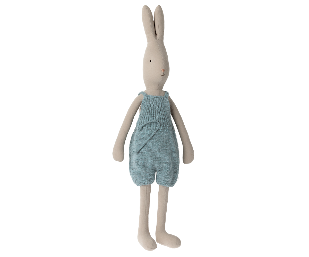 Maileg - HARE m/stickad blå shorts- Size 4