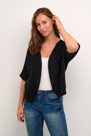 SILLAR KNIT BOLERO - BLACK - CREAM - 3