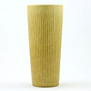 Gunnar Nylund (Ritzi 1960s) Yellow Cylinder Vase with Linear Relief 16 cm (2)