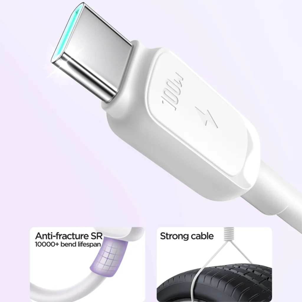 SiGN USB-C till USB-C Kabel 100W, 3m - Vit - 2