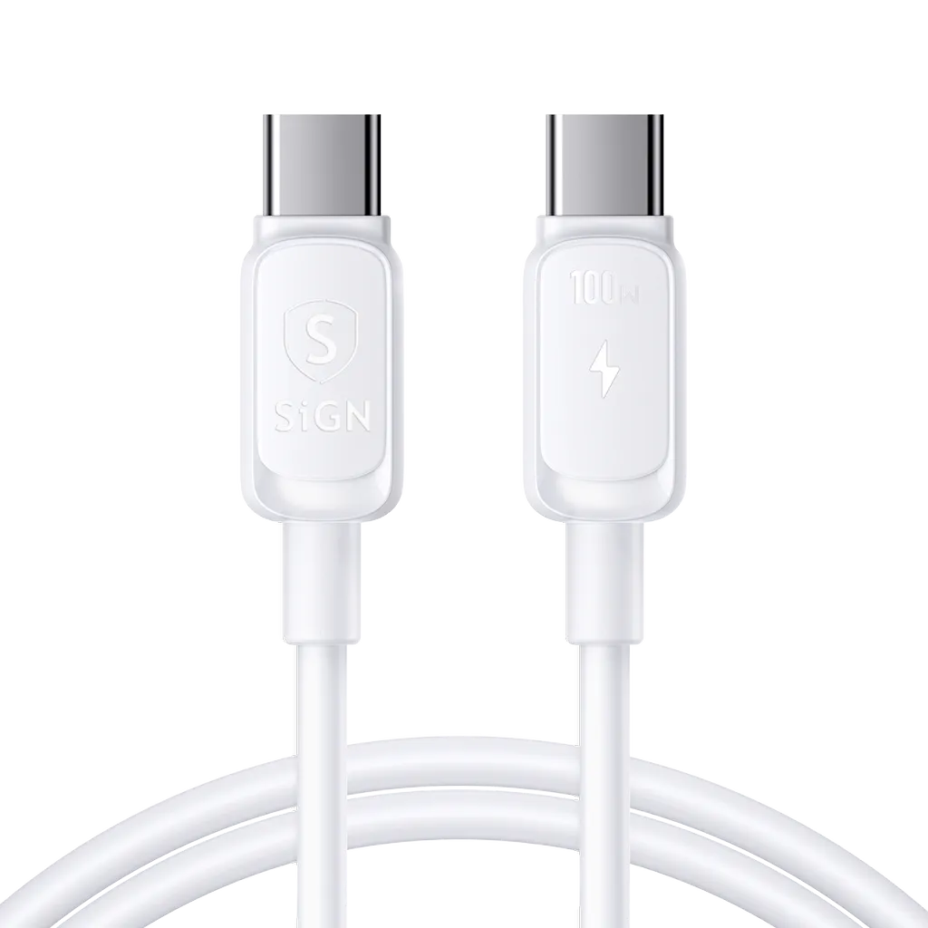 SiGN USB-C till USB-C Kabel 100W, 3m - Vit