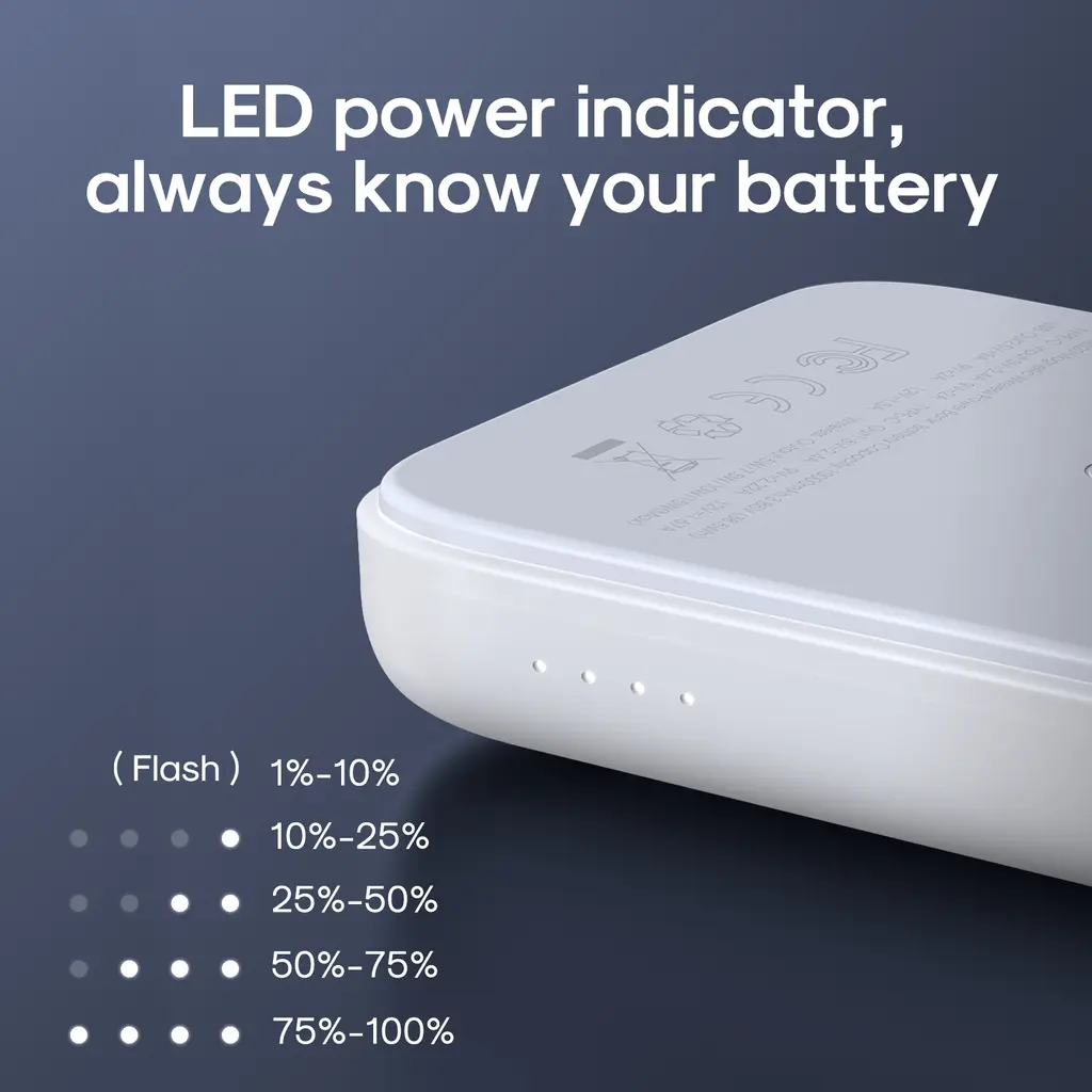 SiGN Magnetisk Trådlös Mini Powerbank 10000mAh, USB-C, USB-A - Svart - 2