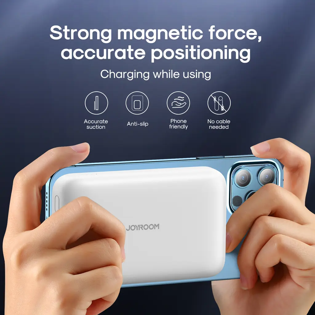 SiGN Magnetisk Trådlös Mini Powerbank 10000mAh, USB-C, USB-A - Svart - 4
