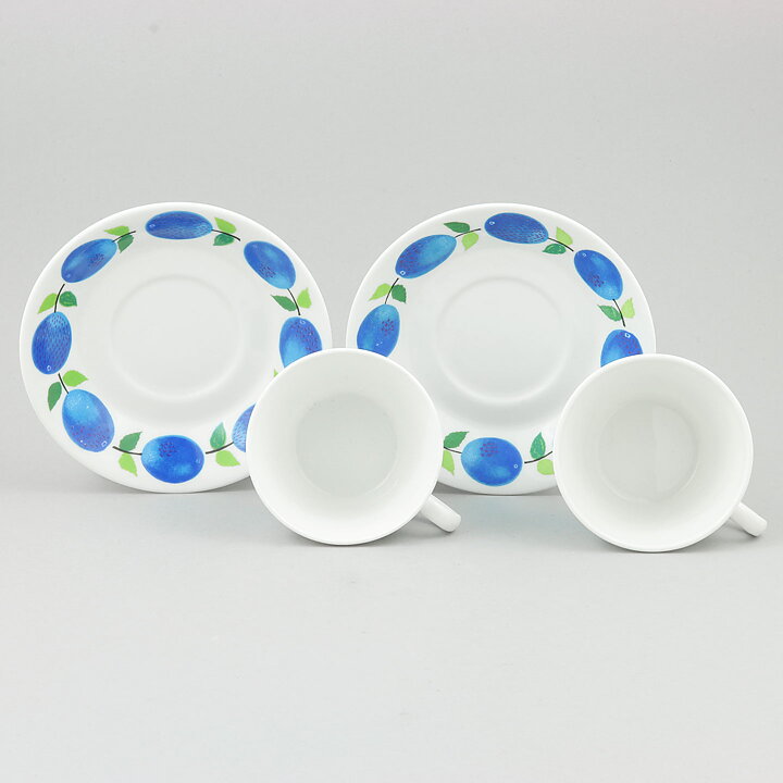 Stig Lindberg (Prunus 1962) Two Coffee Cups with Plum Decor 9 cm (5)