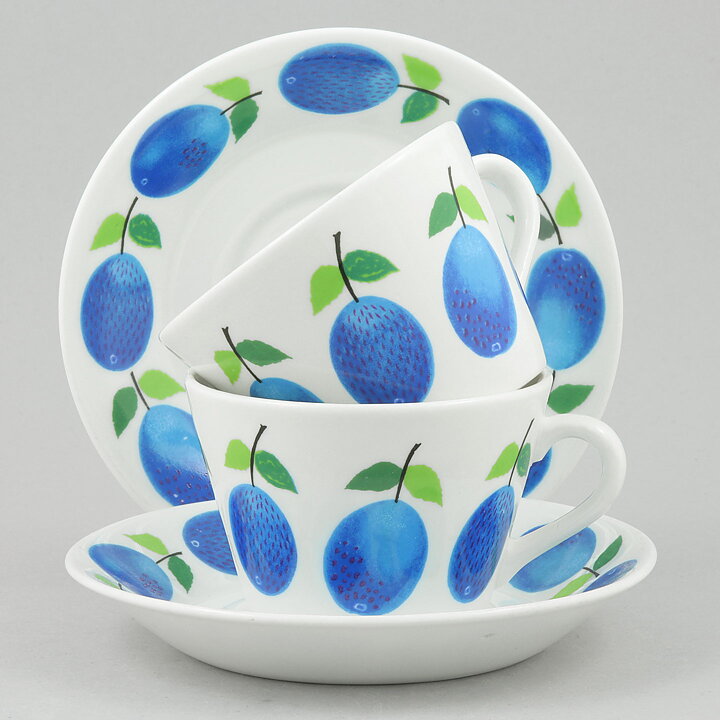 Stig Lindberg (Prunus 1962) Two Coffee Cups with Plum Decor 9 cm (5)