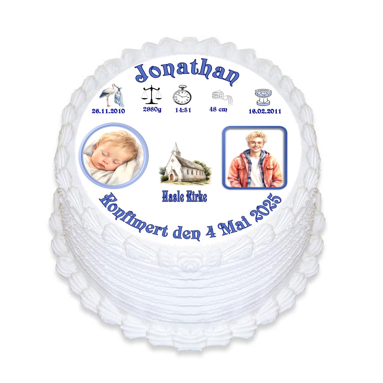  Kakebilde Konfirmasjon 9 gutt R  lyseblå