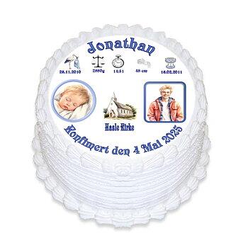  Kakebilde Konfirmasjon 9 gutt R  lyseblå