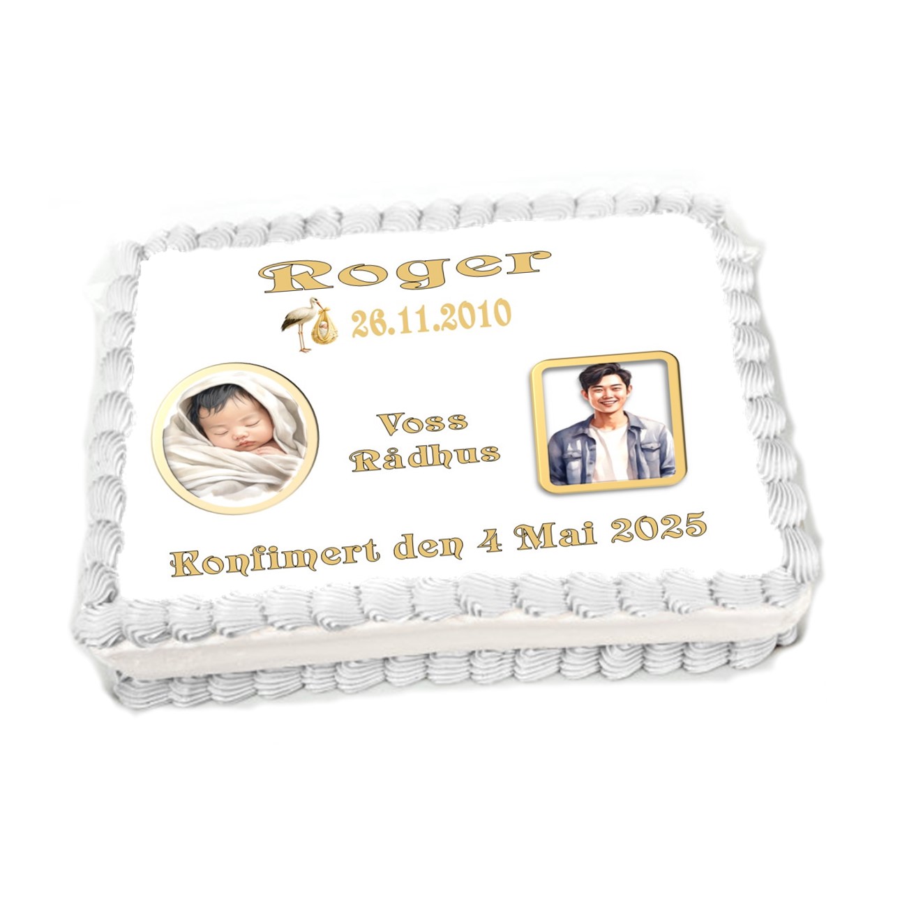 Kakebilde Konfirmasjon 9  gutt GUL