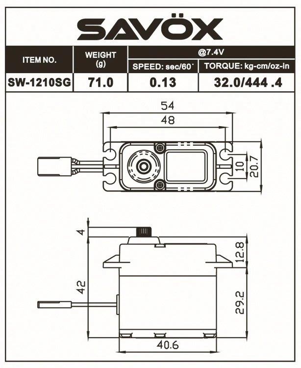 SAVÖX SW-1210SG Plus Servo 32Kg 0,13s HV Alu Coreless Steel Gear WP - 5