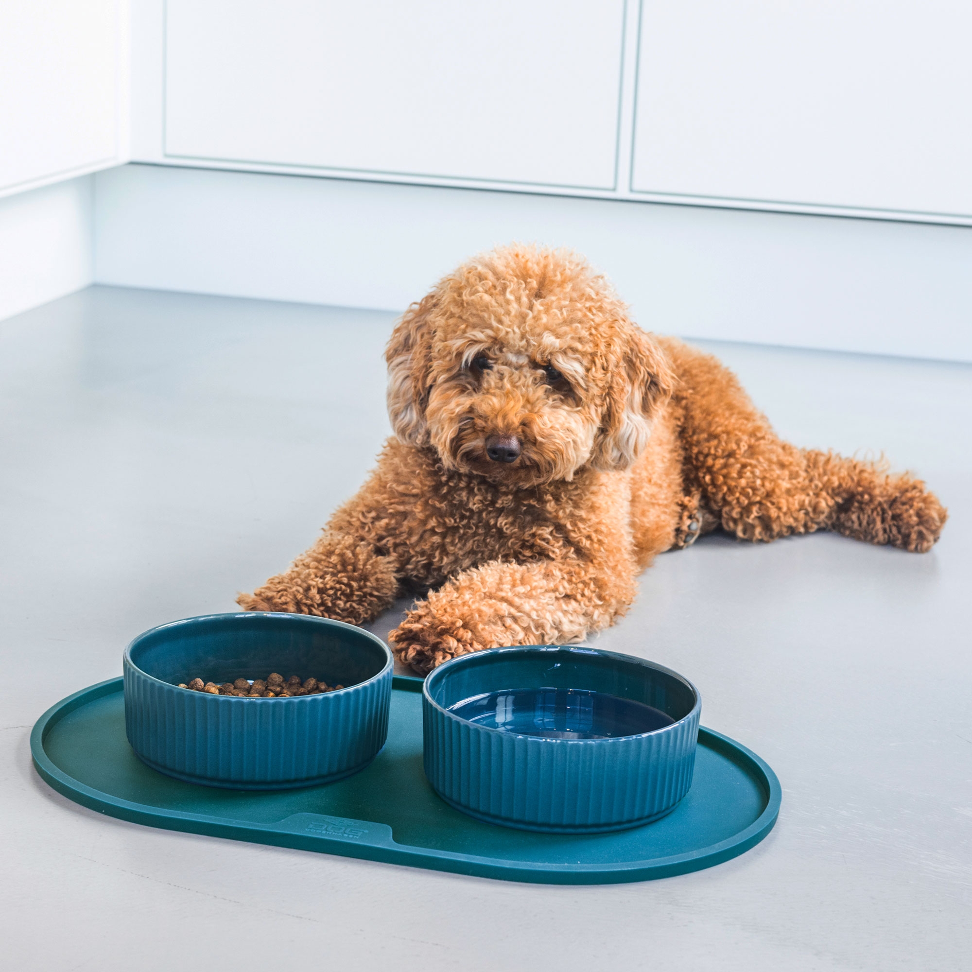 Dog Copenhagen Kronborg Food Bowl - Petrol Blue - Stoneware 